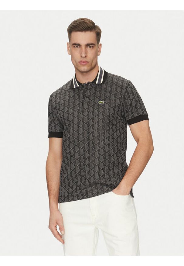 Lacoste Polo DH1417 Czarny Regular Fit. Typ kołnierza: polo. Kolor: czarny. Materiał: bawełna, syntetyk