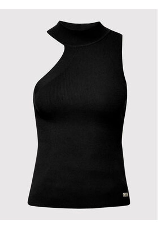 DKNY Top P2ASAA41 Czarny Slim Fit. Kolor: czarny. Materiał: bawełna