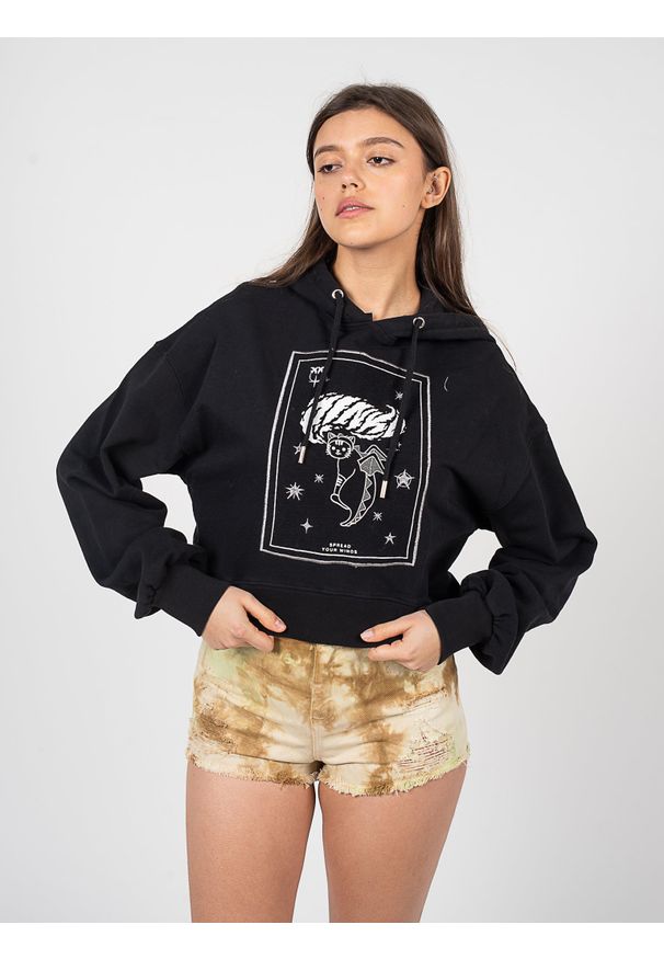 Pinko Bluza "Mogliano" | 1G185G 8314 | Kobieta | Czarny. Okazja: na co dzień. Typ kołnierza: kaptur. Kolor: czarny. Materiał: bawełna. Wzór: nadruk, jednolity. Styl: elegancki, casual