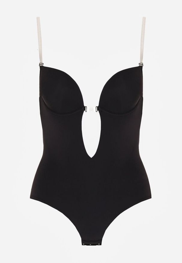 Born2be - Czarne Bieliźniane Body z Odkrytymi Plecami i Wyciętym Dekoltem Terise. Kolor: czarny