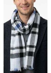 V. Fraas - Lekki (Przejściowy) Szalik z Naturalnej Wiskozy - Fraas - Błękitny w Kratę. Kolor: niebieski. Materiał: wiskoza. Sezon: lato. Styl: elegancki, klasyczny #4