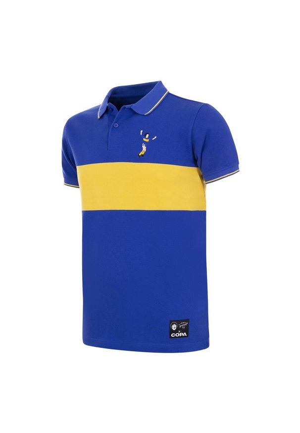 COPA FOOTBALL - Koszulka Polo Maradona x COPA Boca Haftowana Niebiesko-Żółta. Typ kołnierza: polo. Kolor: niebieski, wielokolorowy, żółty. Wzór: haft. Sport: piłka nożna