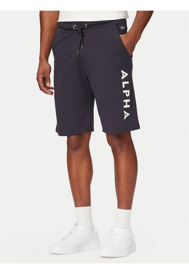 Alpha Industries Szorty sportowe Jersey 116366 Granatowy Regular Fit. Kolor: niebieski. Materiał: bawełna. Styl: sportowy