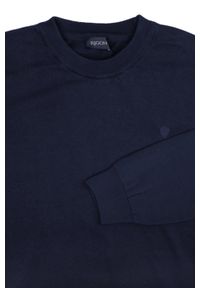 Klasyczny Sweter Męski - Rigon - Bawełna - Granatowy. Kolor: niebieski. Materiał: bawełna. Wzór: nadruk. Styl: klasyczny