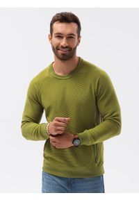 Ombre Clothing - Bluza męska bez kaptura B1156 - oliwkowa - XXL. Typ kołnierza: bez kaptura. Kolor: oliwkowy. Materiał: bawełna, poliester, jeans, dresówka, dzianina #4