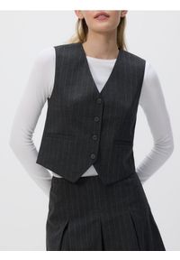 Reserved - Garniturowa kamizelka z wiskozą - ciemnoszary. Kolor: szary. Materiał: wiskoza #1