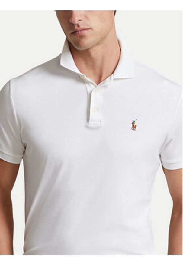 Polo Ralph Lauren Polo 710713130003 Biały Custom Slim Fit. Typ kołnierza: polo. Kolor: biały. Materiał: bawełna