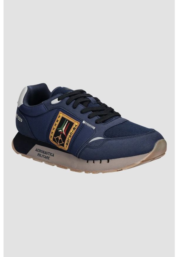 Aeronautica Militare - AERONAUTICA MILITARE Granatowe sneakersy męskie, Rozmiar 45. Okazja: na co dzień. Kolor: niebieski. Materiał: materiał