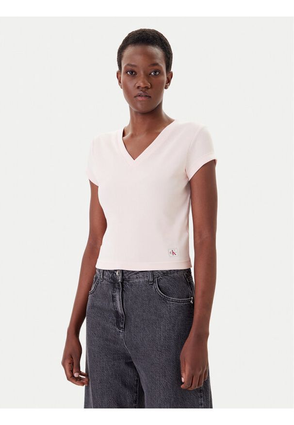 Calvin Klein Jeans T-Shirt LV047C910G Różowy Regular Fit. Kolor: różowy. Materiał: bawełna