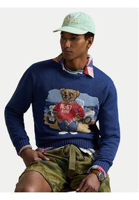 Polo Ralph Lauren Sweter 710964798001 Granatowy Regular Fit. Typ kołnierza: polo. Kolor: niebieski. Materiał: bawełna #4