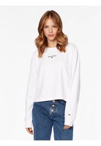 Tommy Jeans Bluza Essential Logo DW0DW15409 Biały Regular Fit. Kolor: biały. Materiał: bawełna, syntetyk