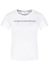 Victoria Victoria Beckham T-Shirt Logo 2121JTS002433A Biały Slim Fit. Kolor: biały. Materiał: bawełna #2