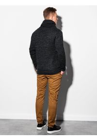 Ombre Clothing - Sweter męski - czarny E152 - L. Typ kołnierza: kołnierzyk stójkowy. Kolor: czarny. Materiał: akryl. Wzór: ze splotem #5