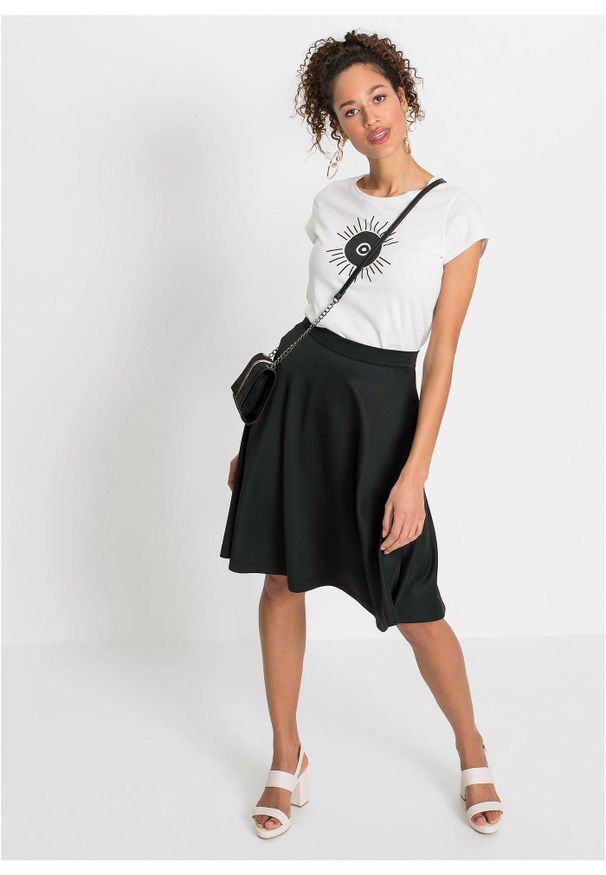bonprix - Spódnica z miękkiego materiału scuba. Kolor: czarny. Materiał: materiał