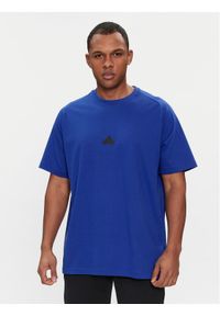 Adidas - adidas T-Shirt Z.N.E. IR5232 Granatowy Loose Fit. Kolor: niebieski. Materiał: syntetyk, bawełna