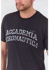 Aeronautica Militare - AERONAUTICA MILITARE Grafitowy bawełniany męski t-shirt M.C., Rozmiar XL. Kolor: szary. Materiał: bawełna