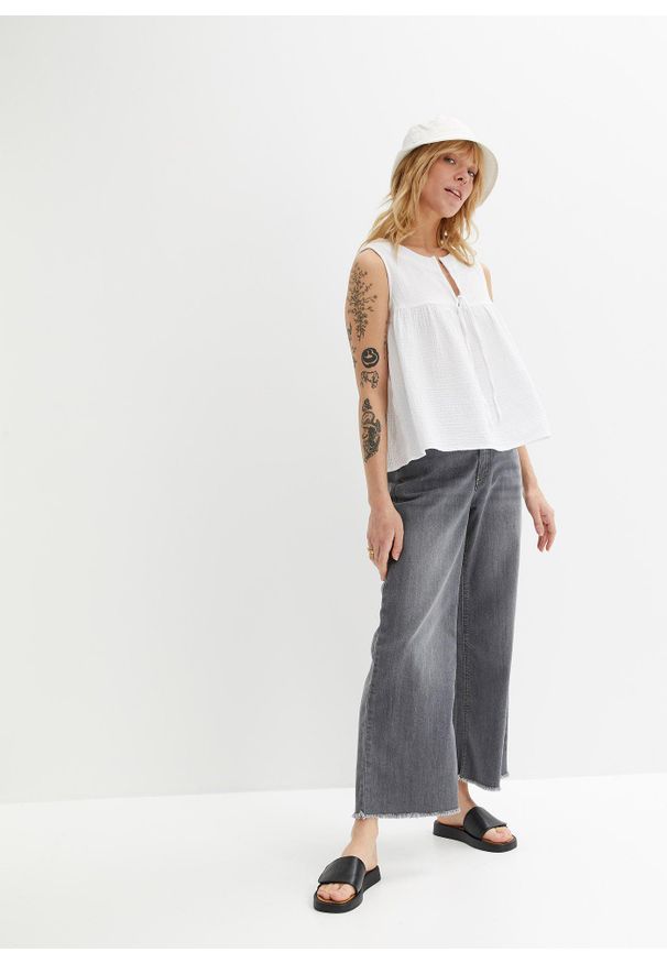bonprix - Jeansy 7/8, wide fit. Kolor: szary