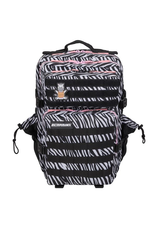 ELITEX TRAINING - Plecak Elitex Training Zebra V1 45L kabinowy, wodoodporny. Kolor: różowy. Wzór: motyw zwierzęcy. Styl: sportowy