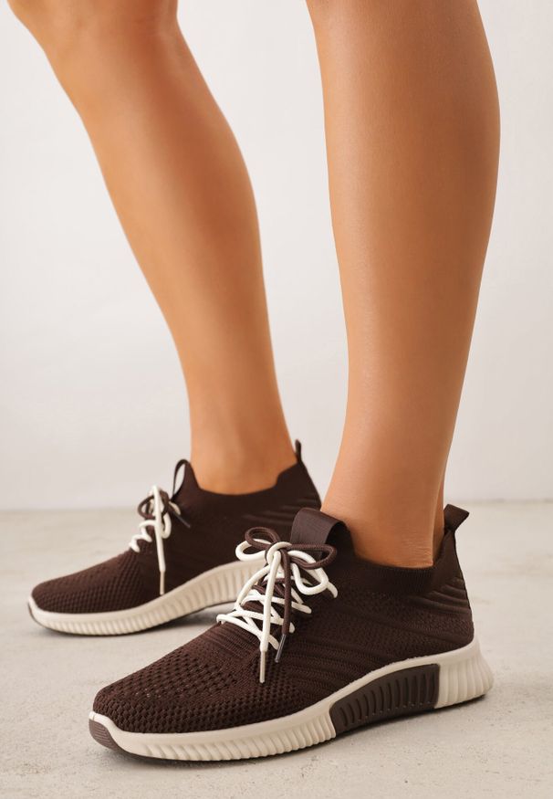 Born2be - Brązowe Sneakersy z Podwójnym Sznurowaniem Fontarin. Okazja: na co dzień. Kolor: brązowy. Materiał: jeans