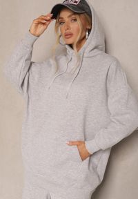 Renee - Jasnoszara Bluza z Kapturem Foss. Typ kołnierza: kaptur. Kolor: szary. Materiał: dzianina, polar. Długość rękawa: długi rękaw. Długość: długie. Wzór: jednolity #3