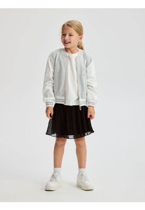 Reserved - Rozpinana bluza bomberka - jasnoszary. Kolor: szary. Materiał: bawełna