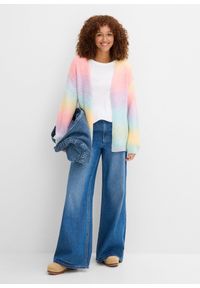 bonprix - Gruby kardigan z miękkiej mieszanki wełny. Kolor: niebieski. Materiał: dzianina, wełna. Wzór: ze splotem. Styl: elegancki #3