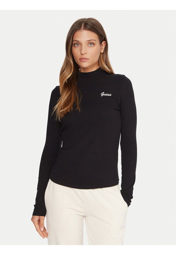 Guess Bluzka V5BP10 KCBF1 Czarny Slim Fit. Kolor: czarny. Materiał: bawełna