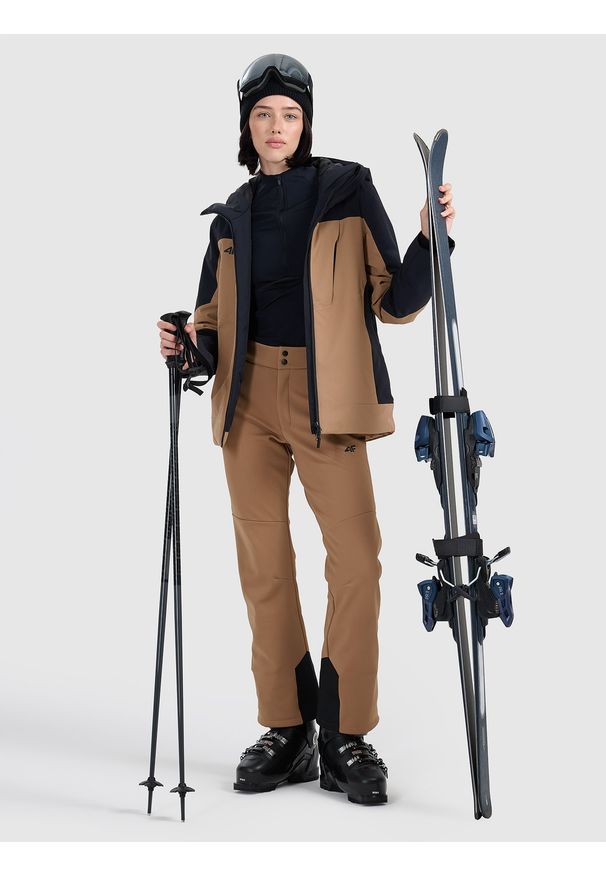 4f - 4F Kurtka narciarska membrana 8000 damska - brązowa M. Kolor: brązowy. Materiał: poliester, materiał. Sezon: zima