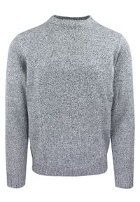 Bawełniany Sweter z Okrągłym Dekoltem - Adriano Guinari - Popielaty Melanż. Okazja: na spotkanie biznesowe, do pracy, na co dzień. Kolor: szary. Materiał: bawełna. Wzór: melanż. Styl: elegancki, casual, klasyczny, biznesowy #1