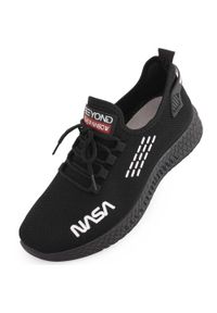 Nasa - Czarne Sneakersy NASA Męskie Rozmiar 43 - Styl Kosmiczny. Okazja: na co dzień. Kolor: czarny. Materiał: syntetyk, materiał