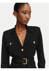 Elisabetta Franchi Marynarka MK-10B-62E2-V600 Czarny Slim Fit. Kolor: czarny. Materiał: poliamid #5