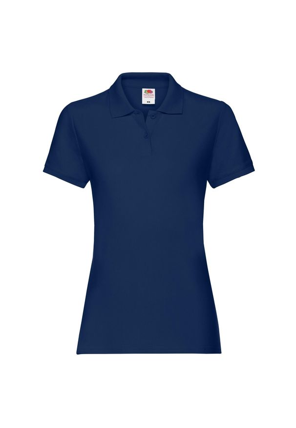 FRUIT OF THE LOOM - Damska Koszulka Polo Premium. Typ kołnierza: polo. Kolor: niebieski