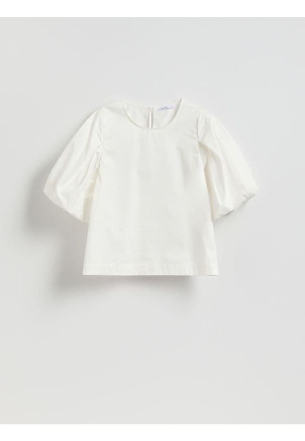 Reserved - Bawełniana bluzka - biały. Kolor: biały. Materiał: bawełna