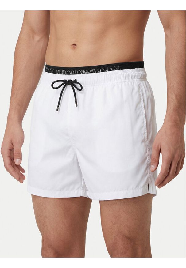EA7 Emporio Armani Szorty kąpielowe 7M001689 AF21074 U0002 Biały Regular Fit. Kolor: biały. Materiał: syntetyk