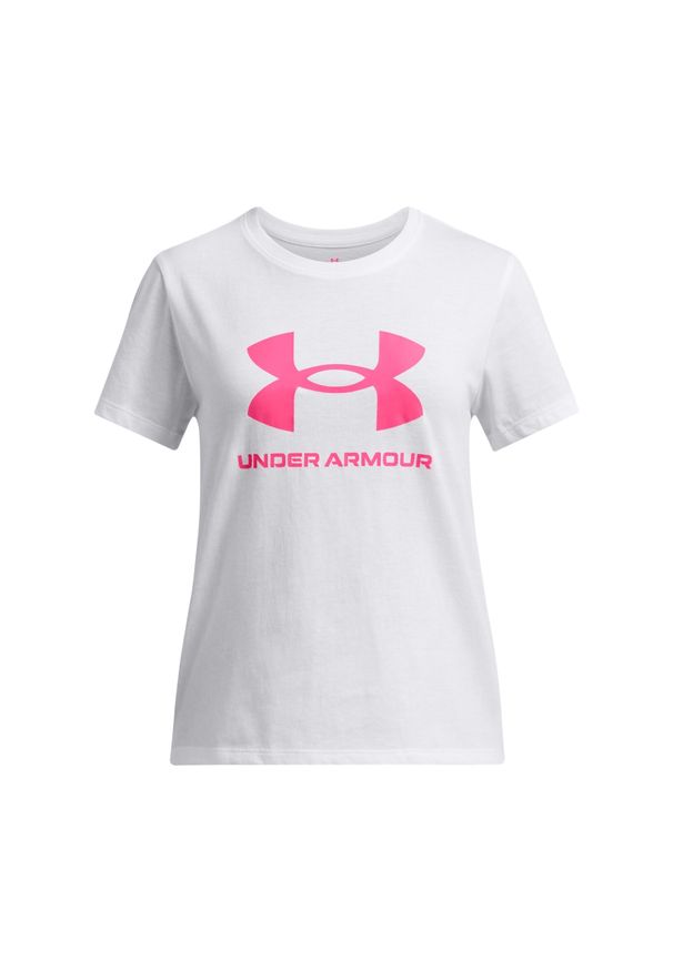 Koszulka dla dziewczynki Under Armour Big Logo. Kolor: biały. Sport: joga i pilates, fitness