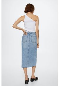 mango - Mango spódnica jeansowa Anais midi prosta. Okazja: na co dzień. Stan: podwyższony. Kolor: niebieski. Materiał: jeans. Styl: casual #6