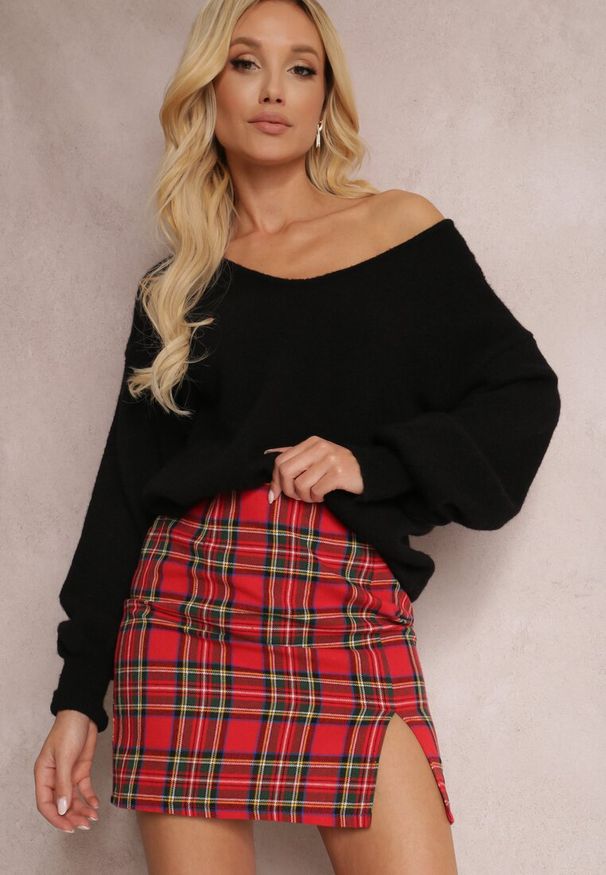 Renee - Czerwona Spódnica Reymys. Kolor: czerwony. Materiał: tkanina. Wzór: gładki. Styl: klasyczny