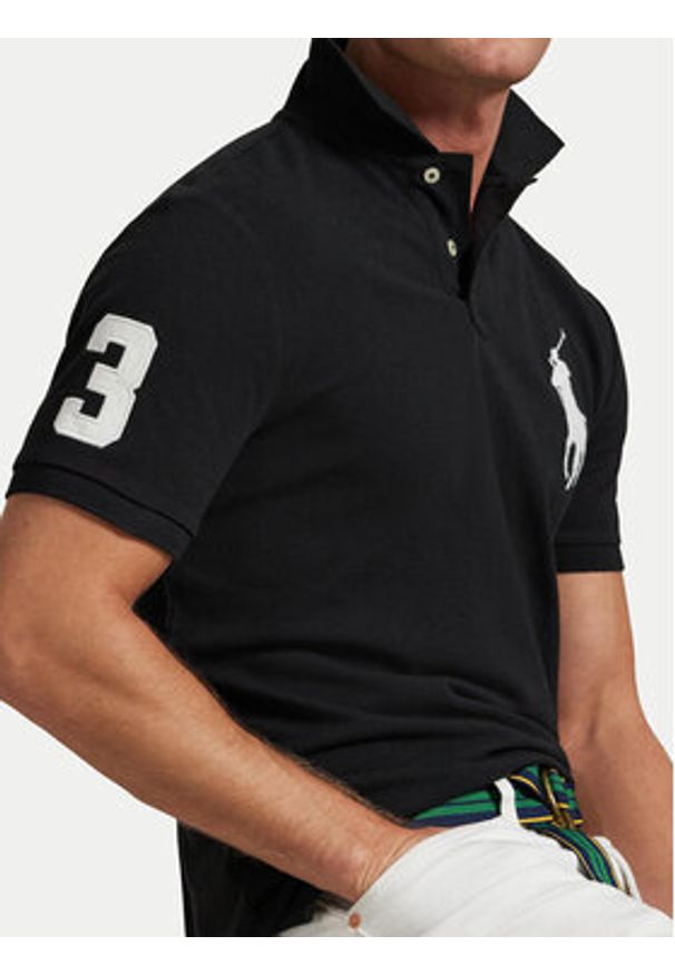 Polo Ralph Lauren Polo 710688969001 Czarny Custom Slim Fit. Typ kołnierza: polo. Kolor: czarny. Materiał: bawełna