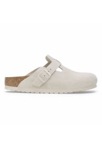 Klapki Birkenstock Boston 1024740 białe. Kolor: biały. Materiał: zamsz, skóra, welur, materiał