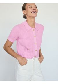 Reserved - Bawełniany kardigan z guzikami - różowy. Kolor: różowy. Materiał: bawełna #1
