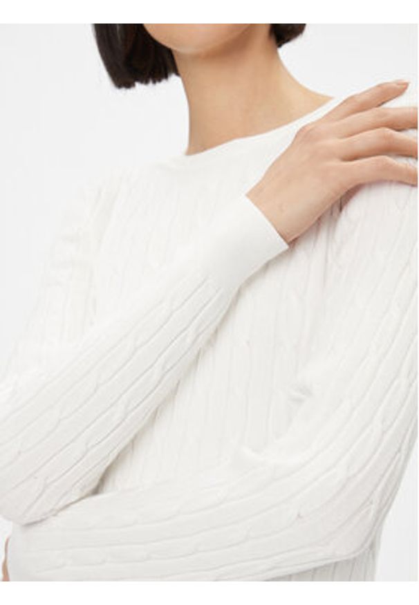 GANT - Gant Sweter 4800100 Biały Slim Fit. Kolor: biały. Materiał: bawełna