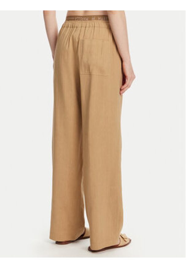 Marella Spodnie materiałowe Fred 2513131085 Beżowy Wide Leg. Kolor: beżowy. Materiał: len, wiskoza