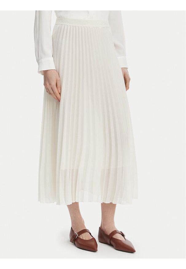 Marella Spódnica plisowana Gabbia 2613101085 Écru Regular Fit. Materiał: syntetyk