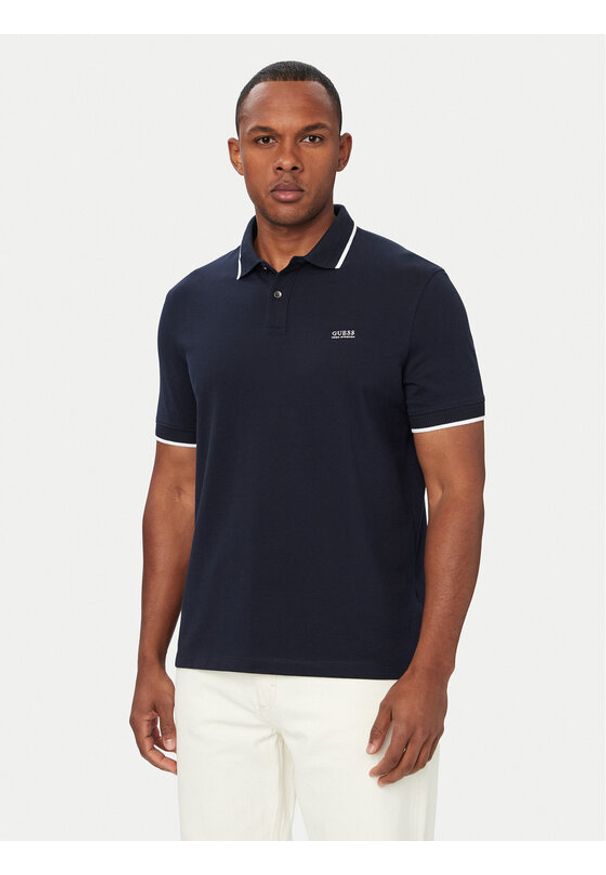 Guess Polo M6YP47 K4898 Granatowy Regular Fit. Typ kołnierza: polo. Kolor: niebieski. Materiał: bawełna
