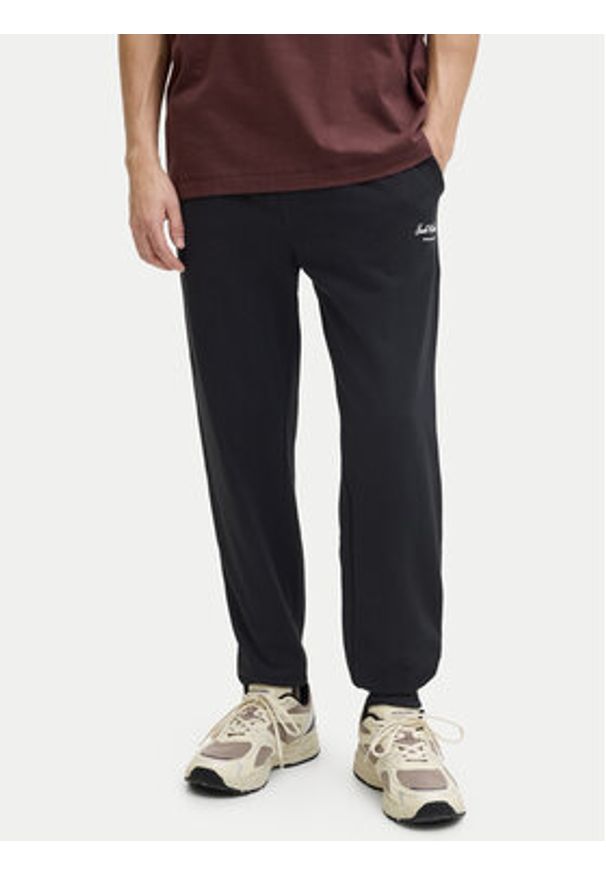 Jack & Jones Spodnie dresowe Gordon 12288641 Czarny Regular Fit. Kolor: czarny. Materiał: bawełna