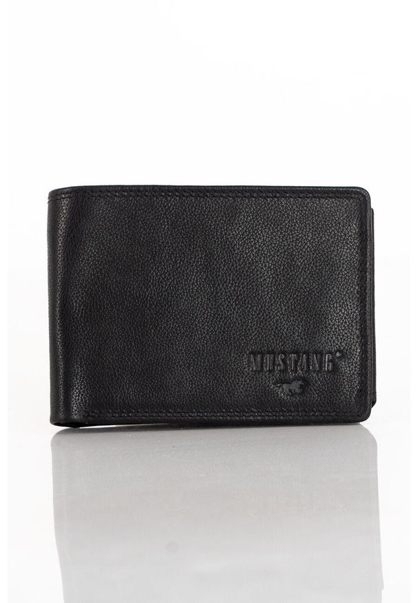 Męski Portfel Skórzany Czarny Mustang Denimo Wallet. Kolor: czarny. Materiał: skóra
