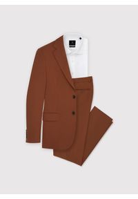 Pako Lorente - Rude gładkie spodnie garniturowe P22WP-6G-028-A-S. Kolor: brązowy. Materiał: wełna, elastan. Wzór: gładki #9