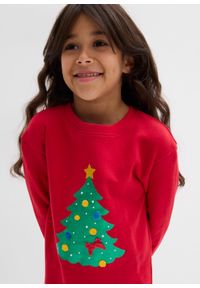 bonprix - Sukienka dresowa ze świątecznym motywem. Kolor: czerwony. Materiał: dresówka. Styl: wizytowy #2