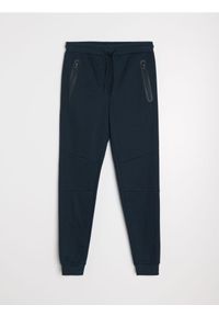 Sinsay - Sportowe spodnie dresowe z przeszyciami - granatowy. Kolor: niebieski. Materiał: dresówka. Styl: sportowy