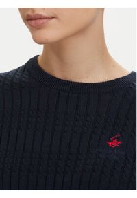 Beverly Hills Polo Club Sweter P-SS26W-M537390 Granatowy Regular Fit. Typ kołnierza: polo. Kolor: niebieski. Materiał: bawełna #4